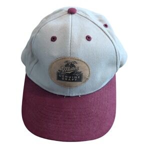 Vintage Miller Genuine Draft Hat Four Seasons Two Tone Khaki Burgundy Ball Cap